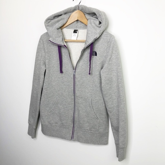 NORTH face gray play purple accent, zip front hoodie - Picture 8 of 10